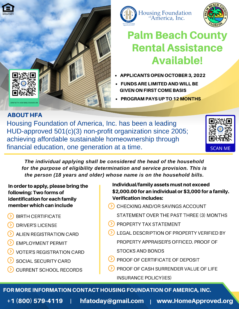 Palm Beach County Rental Assistance Housing Foundation Of America